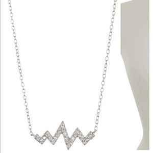 NWT Adornia Sterling Silver Swarovski Crystal Heartbeat Zigzag Necklace